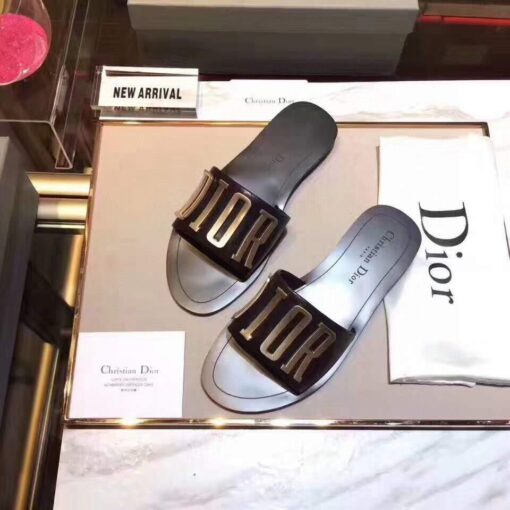 Replica Dior 81178 Dior Letter slippers Sandals White Black logo 8