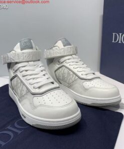 Replica Dior 3SH132 B27 High Top Sneaker White Calfskin With Oblique Jacquard 2