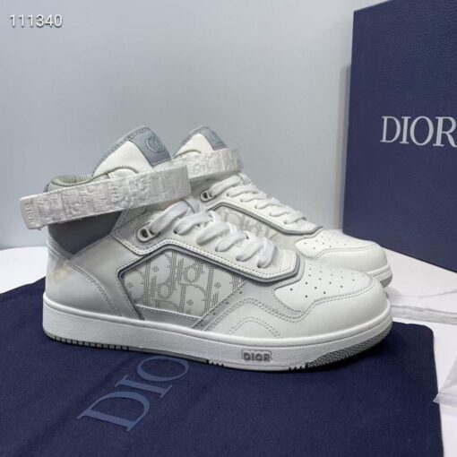 Replica Dior 3SH132 B27 High Top Sneaker White Calfskin With Oblique Jacquard 3