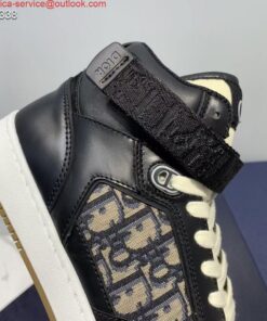 Replica Dior 3SH132 B27 High Top Sneaker Black Calfskin With Oblique Jacquard 2