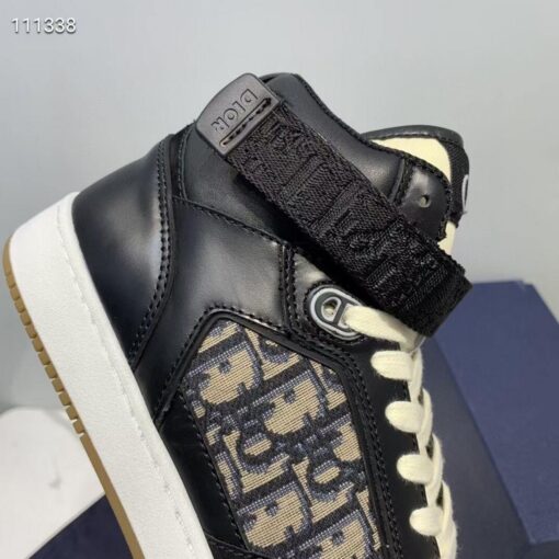 Replica Dior 3SH132 B27 High Top Sneaker Black Calfskin With Oblique Jacquard 2