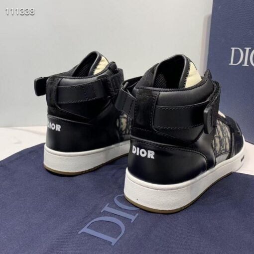 Replica Dior 3SH132 B27 High Top Sneaker Black Calfskin With Oblique Jacquard 4