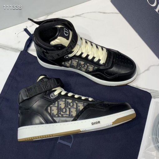 Replica Dior 3SH132 B27 High Top Sneaker Black Calfskin With Oblique Jacquard 5