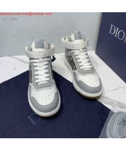 Replica Dior 3SH132 B27 High Top Sneaker Beige Calfskin With Oblique Jacquard