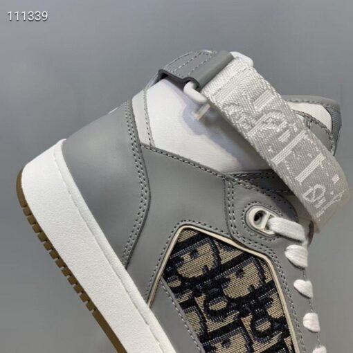 Replica Dior 3SH132 B27 High Top Sneaker Beige Calfskin With Oblique Jacquard 3