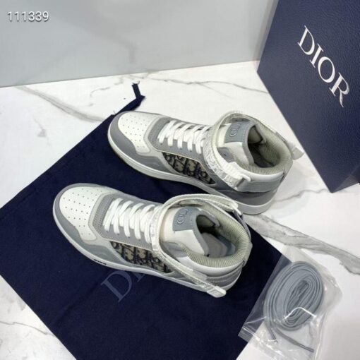 Replica Dior 3SH132 B27 High Top Sneaker Beige Calfskin With Oblique Jacquard 5