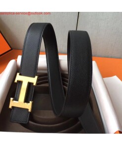 Replica Hermes H Belt Buckle & Black Epsom 32 MM Strap
