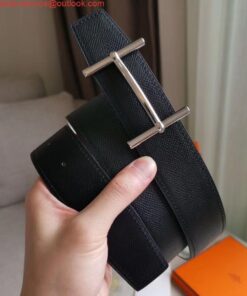 Replica Hermes H d'Ancre Reversible Belt In Black/White Epsom Leather