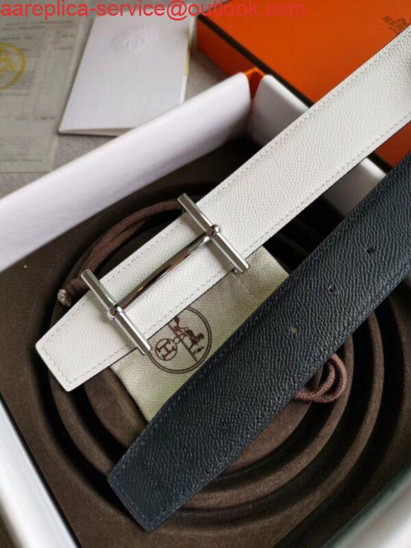 Replica Hermes H d'Ancre Reversible Belt In Black/White Epsom Leather 4