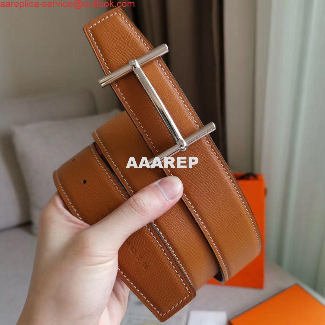 Replica Hermes H d'Ancre Reversible Belt In Gold/Red Epsom Leather Replica Hermes H d'Ancre Reversible Belt In Gold/Red Epsom Leather