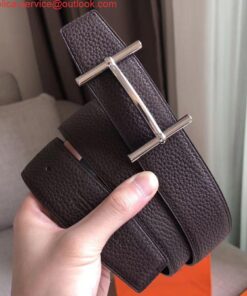 Replica Hermes H d'Ancre Reversible Belt In Cafe/Noir Leather