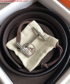 Replica Hermes H d'Ancre Reversible Belt In Cafe/Noir Leather 2