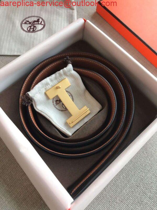 Replica Hermes Quizz 32mm Reversible Belt In Brown Clemence Leather 2