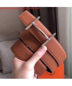 Replica Hermes H d'Ancre Reversible Belt In Brown/Noir Leather