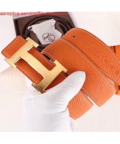 Replica Hermes H Belt Buckle & Orange 32mm Clemence Strap