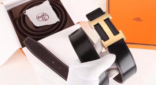 Replica Hermes H Belt Buckle & Chocolate Clemence 32 MM Strap 3