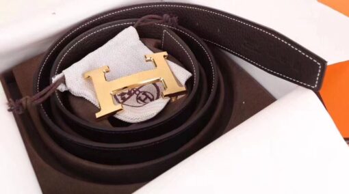 Replica Hermes H Belt Buckle & Chocolate Clemence 32 MM Strap 6