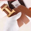 Replica Hermes H Belt Buckle & Chocolate Clemence 32 MM Strap 9