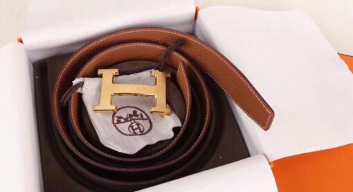 Replica Hermes H Belt Buckle & Brown Clemence 32 MM Strap 4