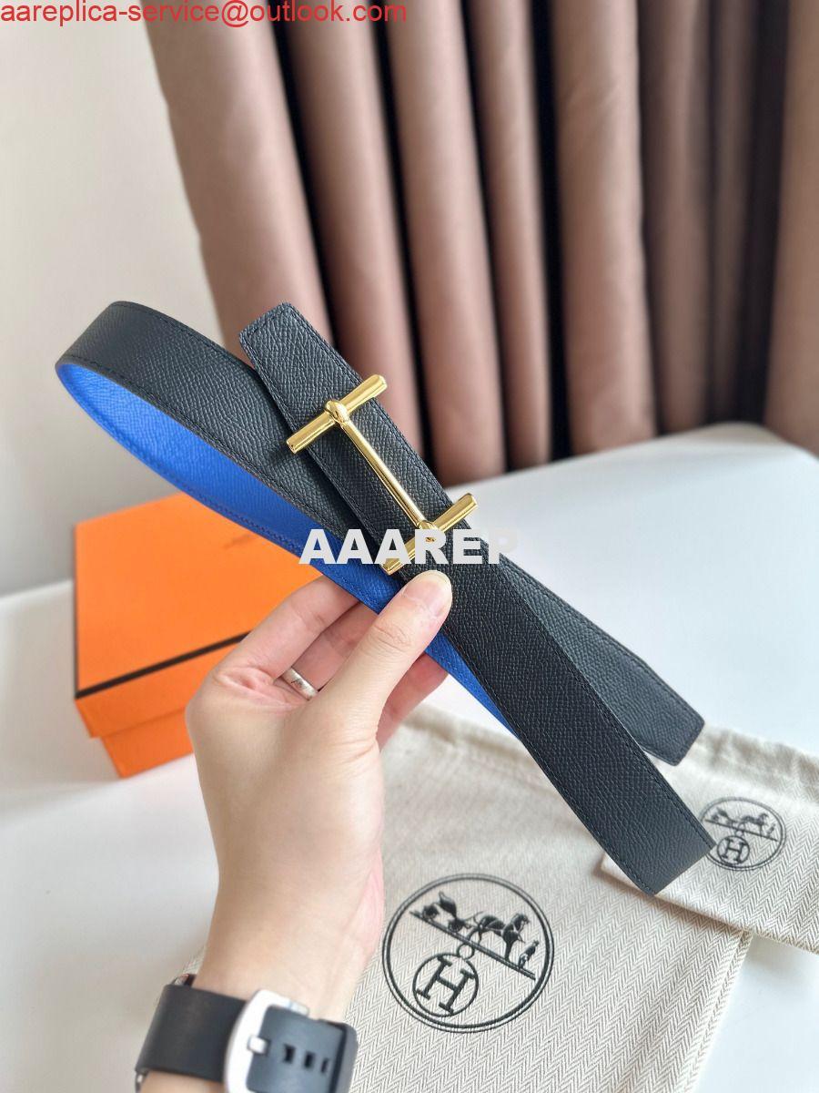 Replica Hermes H d'Ancre Reversible Belt 32MM in Blue and Black Epsom Calfskin 3 Replica Hermes H d'Ancre Reversible Belt 32MM in Blue and Black Epsom Calfskin 3