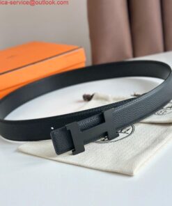Replica Hermes Constance Reversible Belt 38MM in Clemence Leather with Black Buckle 2