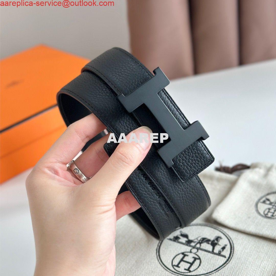 Replica Hermes Constance Reversible Belt 38MM in Clemence Leather with Black Buckle 3 Replica Hermes Constance Reversible Belt 38MM in Clemence Leather with Black Buckle 3