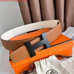 Replica Hermes Constance Reversible Belt 38MM in Epsom Leather with Black Buckle