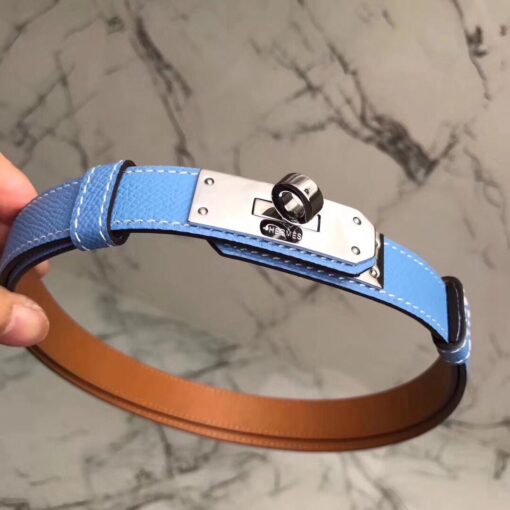 Replica Hermes Kelly 18 Belt In Blue Epsom Leather 3