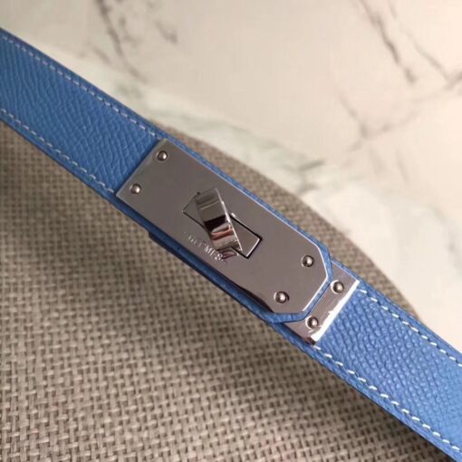 Replica Hermes Kelly 18 Belt In Blue Epsom Leather 4