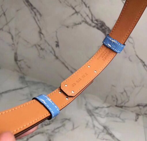 Replica Hermes Kelly 18 Belt In Blue Epsom Leather 5