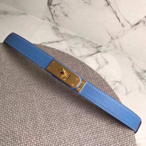 Replica Hermes Kelly 18 Belt In Blue Epsom Leather 6