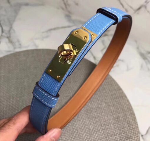 Replica Hermes Kelly 18 Belt In Blue Epsom Leather 7