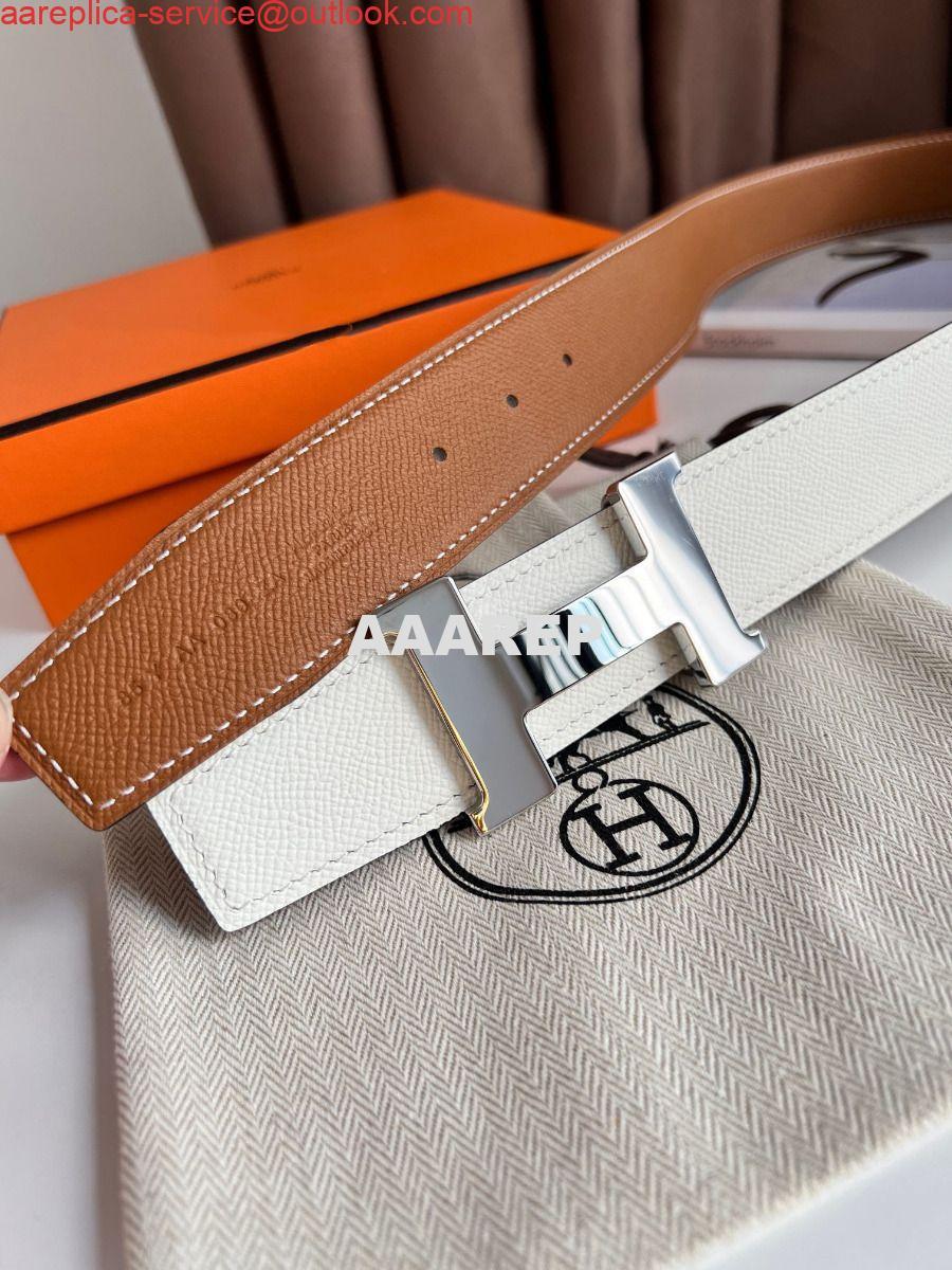 Replica Hermes Constance Reversible Belt 38MM in Gold and White Epsom Calfskin 5 Replica Hermes Constance Reversible Belt 38MM in Gold and White Epsom Calfskin 5