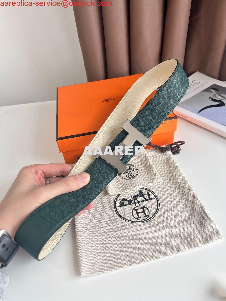 Replica Hermes Constance Reversible Belt 38MM in Green and Craie Epsom Calfskin 3 Replica Hermes Constance Reversible Belt 38MM in Green and Craie Epsom Calfskin 3