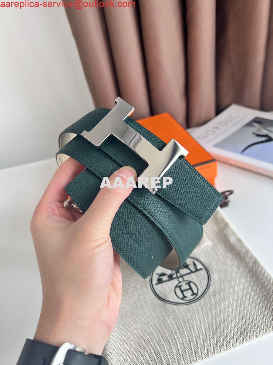 Replica Hermes Constance Reversible Belt 38MM in Green and Craie Epsom Calfskin 4 Replica Hermes Constance Reversible Belt 38MM in Green and Craie Epsom Calfskin 4