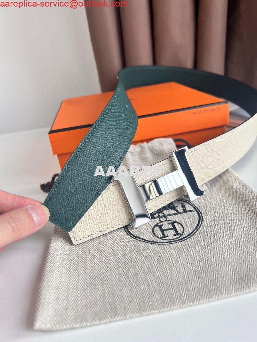 Replica Hermes Constance Reversible Belt 38MM in Green and Craie Epsom Calfskin 5 Replica Hermes Constance Reversible Belt 38MM in Green and Craie Epsom Calfskin 5