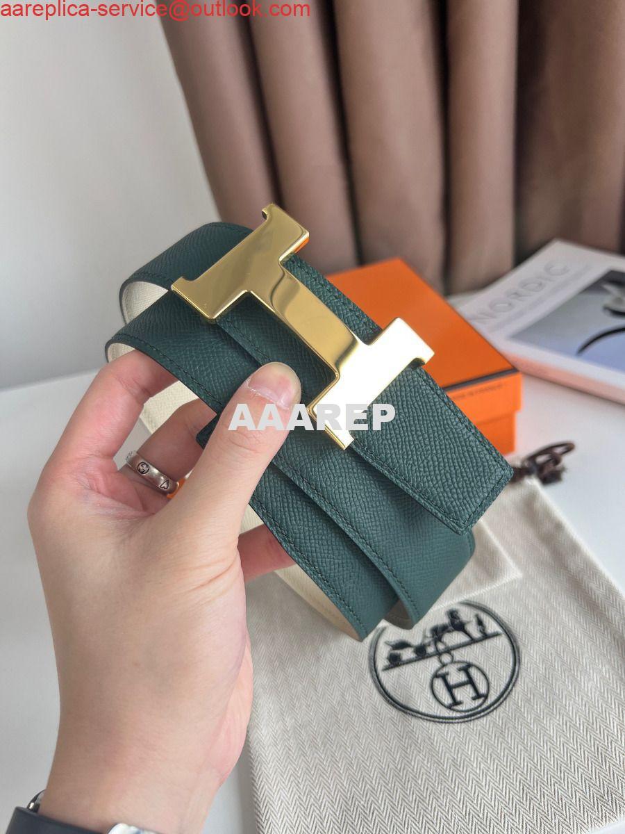 Replica Hermes Constance Reversible Belt 38MM in Green and Craie Epsom Calfskin 7 Replica Hermes Constance Reversible Belt 38MM in Green and Craie Epsom Calfskin 7