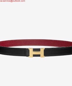Replica Hermes Mini Constance 24mm Reversible Belt Black/Ruby
