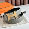 Replica Hermes Constance Reversible Belt 38MM in Gold Clemence Leather 8