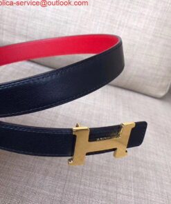 Replica Hermes Mini Constance 24mm Reversible Belt Black/Red 2