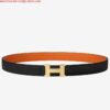 Replica Hermes Mini Constance 24mm Reversible Belt Black/Orange