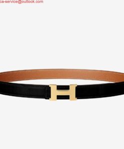 Replica Hermes Mini Constance 24mm Reversible Belt Black/Gold