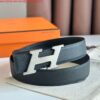 Replica Hermes H Speed Reversible Belt 32MM in Black Epsom Calfskin