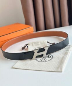 Replica Hermes H Speed Reversible Belt 32MM in Gold Clemence Leather 2