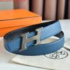 Replica Hermes H au Carre Reversible Belt 32MM in Green and Black Epsom Leather 7