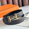 Replica Hermes H au Carre Reversible Belt 32MM in Blue Clemence Leather 8
