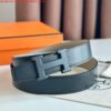 Replica Hermes H au Carre Reversible Belt 32MM in Blue Clemence Leather 7