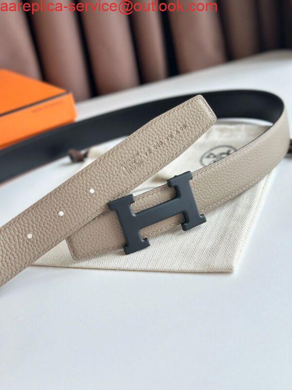 Replica Hermes H Reversible 32MM Belt with Matte Buckle in Grey Clemence Leather 3