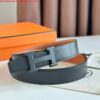 Replica Hermes H Reversible 32MM Belt with Matte Buckle in Blue Clemence Leather 7