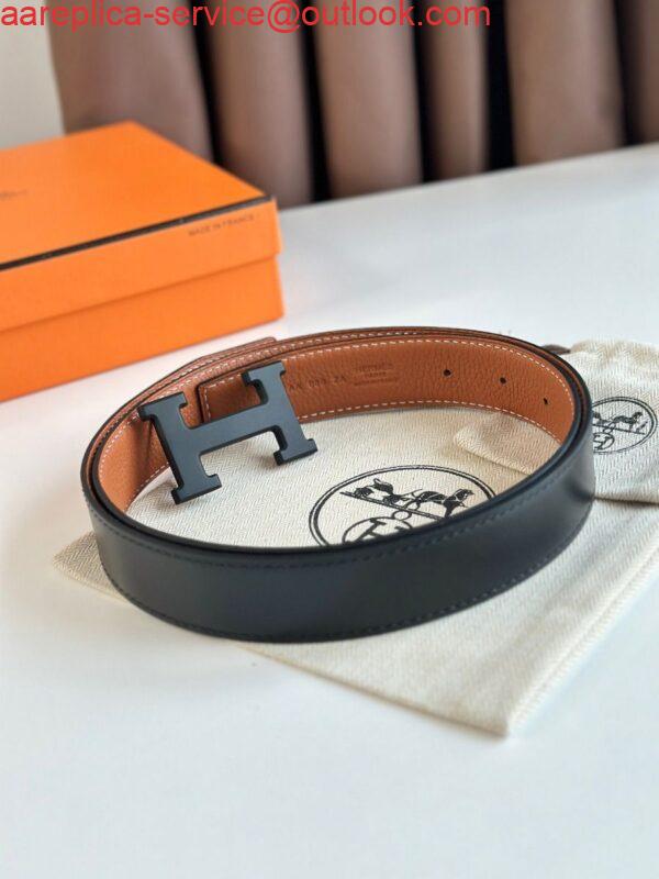 Replica Hermes H Reversible 32MM Belt with Matte Buckle in Gold Clemence Leather 5